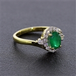 Auction Opportunity! Brand New Yellow Gold Emerald Ring with Diamonds! (Vault_Q)