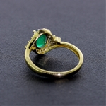 Auction Opportunity! Brand New Yellow Gold Emerald Ring with Diamonds! (Vault_Q)