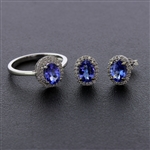 Auction Opportunity Tanzanite Set! 14KT White Gold and 2.00CTW Tanzanite Earrings and Ring with Stunning Diamonds! (Vault_Q)