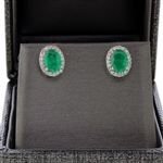 White Gold Emerald Set! High Quality Emeralds 1.68ctw Earrings and Pendant with Diamonds and Chain! (Vault_Q)