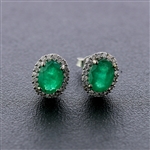 White Gold Emerald Set! High Quality Emeralds 1.68ctw Earrings and Pendant with Diamonds and Chain! (Vault_Q)