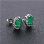 White Gold Emerald Set! High Quality Emeralds 1.68ctw Earrings and Pendant with Diamonds and Chain! (Vault_Q)