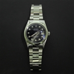 Rolex Mens Datejust Black Diamond Dial 18K White Gold & Stainless Steel Watch 