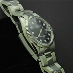 Rolex Mens Datejust Black Diamond Dial 18K White Gold & Stainless Steel Watch 