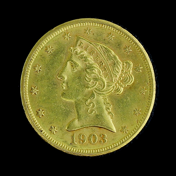 1903-S $5.00 U.S. Liberty Head Gold Coin (DF)