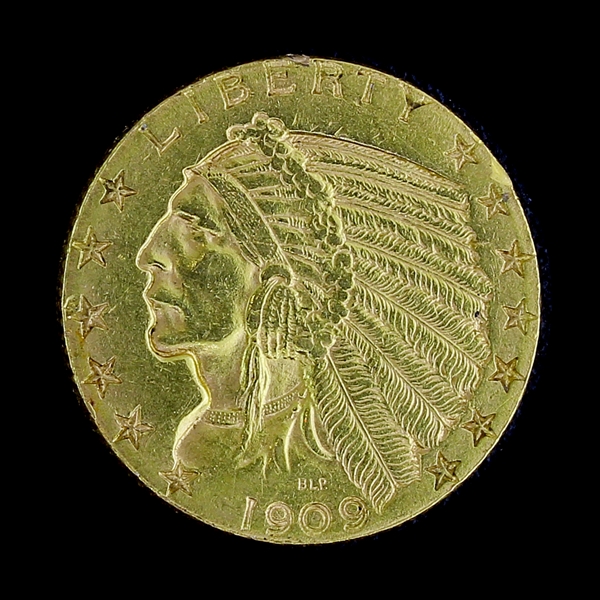 1909-D $5.00 U.S. Indian Head Gold Coin (DF)