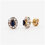 14K Yellow Gold 0.48CT Sapphire and Diamond Earrings -PNR-