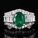 App: $13,100 2.34ct Emerald and 0.64ctw Diamond 14K White Gold Ring (Vault_RR01) 