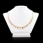 11.05ctw UNHEATED MultiColor Sapphire and 4.52ctw Diamond 18K Yellow Gold Necklace (GIA CERTIFIED) (Vault_R52) 