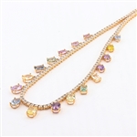 11.05ctw UNHEATED MultiColor Sapphire and 4.52ctw Diamond 18K Yellow Gold Necklace (GIA CERTIFIED) (Vault_R52) 