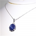 13.56ct Blue Star Sapphire and 0.07ctw Diamond 14K White Gold Pendant (Vault_R52) 