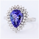 2.70ct Tanzanite and 0.71ctw Diamond 14K White Gold Ring (Vault_R52) 