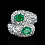 1.97ctw Emerald and 3.81ctw Diamond Platinum Ring (Vault_R52) 