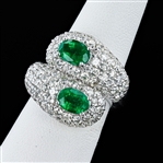 1.97ctw Emerald and 3.81ctw Diamond Platinum Ring (Vault_R52) 