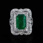 5.37ct Emerald and 1.52ctw Diamond Platinum Ring (GIA CERTIFIED) (Vault_R52) 