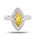 1.29ct Yellow Sapphire and 0.41ctw Diamond Platinum Ring (GIA CERTIFIED) (Vault_R52) 