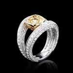 3.55ct UNHEATED Yellow Sapphire and 2.35ctw Diamond 18K White and Yellow Gold Ring (GIA CERTIFIED) (Vault_R52) 