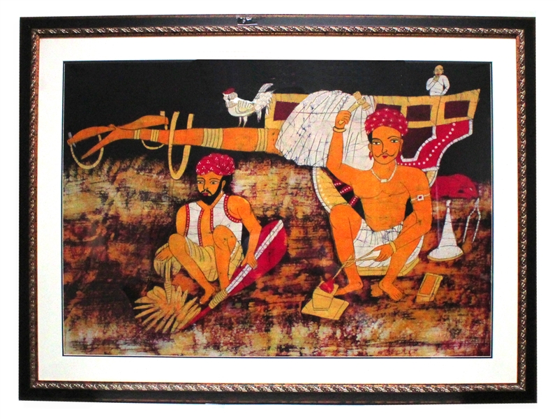 Indian Silk Framed Art (The Rooster) 39H x 52W