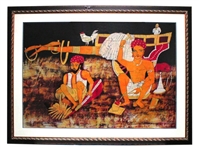 Indian Silk Framed Art (The Rooster) 39H x 52W