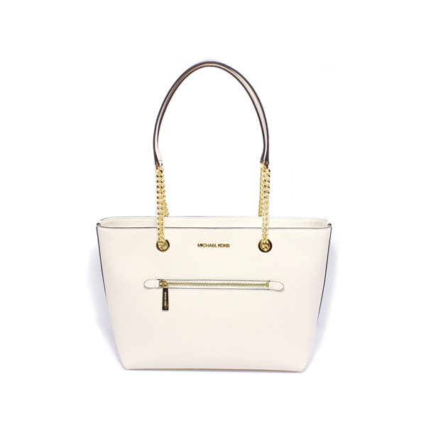 Brand New Michael Kors Leather Cream MD FRNT ZP  chin Tote (Retail Price) $448