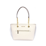 Brand New Michael Kors Leather Cream MD FRNT ZP  chin Tote (Retail Price) $448