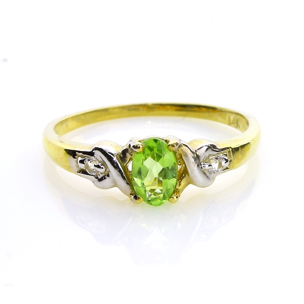 14KT. Gold, 0.47CT Peridot And White Sapphire Ring