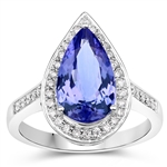 14KT. White Gold 3.09 Tanzanite and Diamond Ring -PNR-