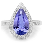 14KT. White Gold 3.09 Tanzanite and Diamond Ring -PNR-