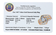 14KT Yellow Gold 1.18CT Diamond Unity Ring -PNR-