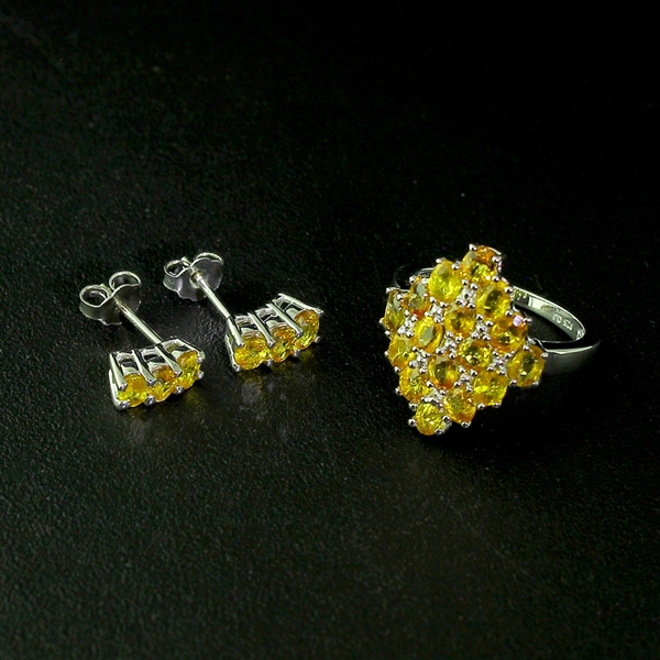 Citrine Ring Size 7 and Earrings Sterling Silver Collection 