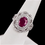 App: $17,547 2.66ct BURMESE Ruby and 1.28ctw Diamond Platinum Ring (GIA CERTIFIED) (Vault_RR01) 