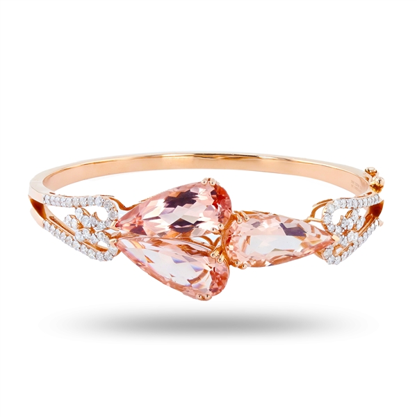 20.46ctw Morganite and 1.54ctw Diamond 14K Rose Gold Bangle (Vault_R52) 