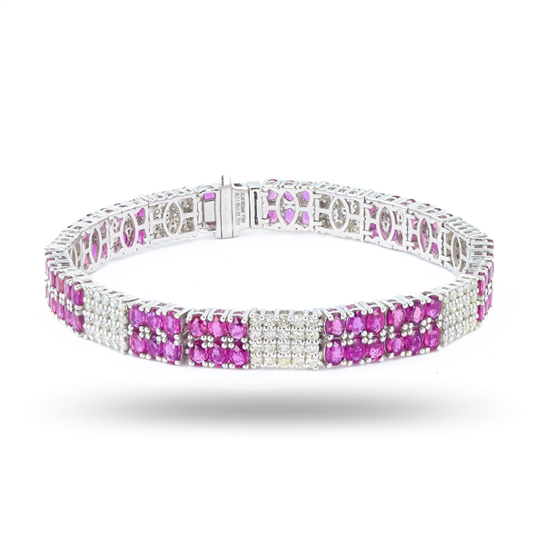 11.92ctw Ruby and 2.72ctw Diamond Platinum Bracelet (Vault_R52) 