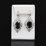 32.55ctw Blue Sapphire and 2.90ctw Diamond 14K White Gold Earrings (Vault_R52) 