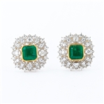 3.97ctw Emerald and 1.17ctw Diamond Platinum and 18K Yellow Gold Earrings (Vault_R52) 