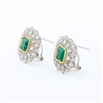 3.97ctw Emerald and 1.17ctw Diamond Platinum and 18K Yellow Gold Earrings (Vault_R52) 