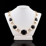 89.40ctw UNHEATED Blue Sapphire and 4.71ctw Diamond 18K Yellow Gold Necklace with White Enamel (GIA CERTIFIED) (Vault_R52) 