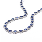 31.58ctw Blue Sapphire and 3.66ctw Diamond Platinum Necklace (Vault_R52) 