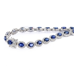 31.58ctw Blue Sapphire and 3.66ctw Diamond Platinum Necklace (Vault_R52) 