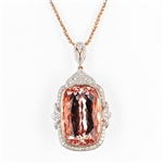 59.80ct Morganite and 1.72ctw Diamond 14K Rose and White Gold Pendant (Vault_R52) 