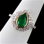 1.37ct Emerald and 0.64ctw Diamond 18K Yellow and White Gold Ring (Vault_R52) 