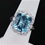 8.01ct Aquamarine and 0.35ctw Diamond Platinum Ring (Vault_R52) 