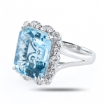 8.01ct Aquamarine and 0.35ctw Diamond Platinum Ring (Vault_R52) 