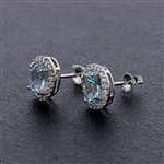 High End Posh Aquamarine and Diamond Earrings in White Gold! (Vault_Q)