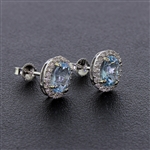 High End Posh Aquamarine and Diamond Earrings in White Gold! (Vault_Q)