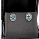 High End Posh Aquamarine and Diamond Earrings in White Gold! (Vault_Q)