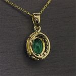 Auction Opportunity! 14KT Yellow Gold Pendant with Chain Featuring 1 Carat Zambian Emerald Stone and Diamonds! (Vault_Q)