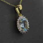 Stunning 1 Carat Aquamarine Pendant with 14kt Yellow Gold Chain! (Vault_Q)