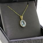 Stunning 1 Carat Aquamarine Pendant with 14kt Yellow Gold Chain! (Vault_Q)