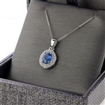 Beautiful Deep Blue Sapphire Pendant Very Nice Quality with White Gold Chain! (Vault_Q)